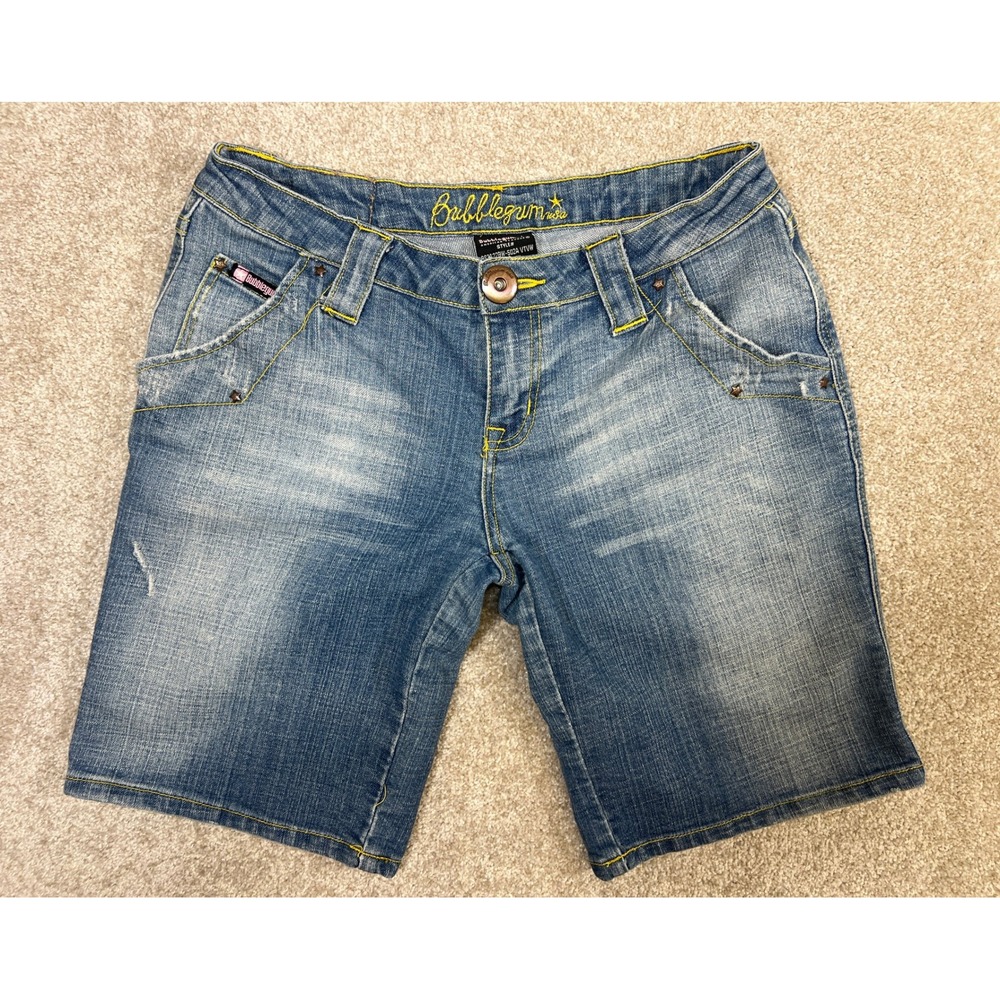 Bubblegum‎ Vintage Y2K Denim Jean Shorts Distressed Medium Wash Women Size 9 10